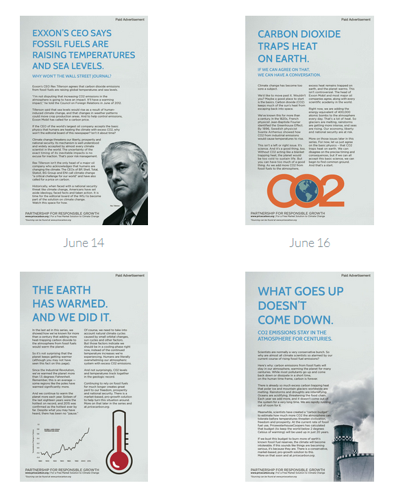 Climate ads in the WSJ. Four down, eight to come.