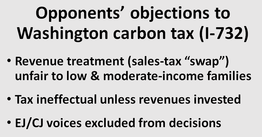 Four weeks after the election, I'm still stunned that many left-greens opposed the Washington state carbon tax referendum.