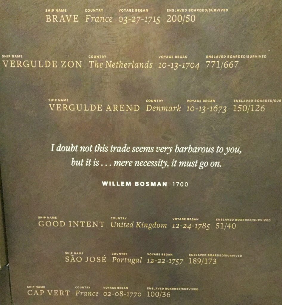 A tiny fraction of the trans-Altantic slave trade, summarized at the National Museum of African-American History and Culture.